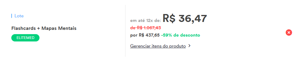 Carrinho do Flashcards + Mapas Mentais Estratégia MED com cupom ELITEMED