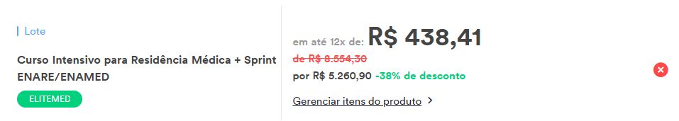 Carrinho do Intensivo Residência + Sprint ENARE ENAMED Estratégia MED com cupom ELITEMED