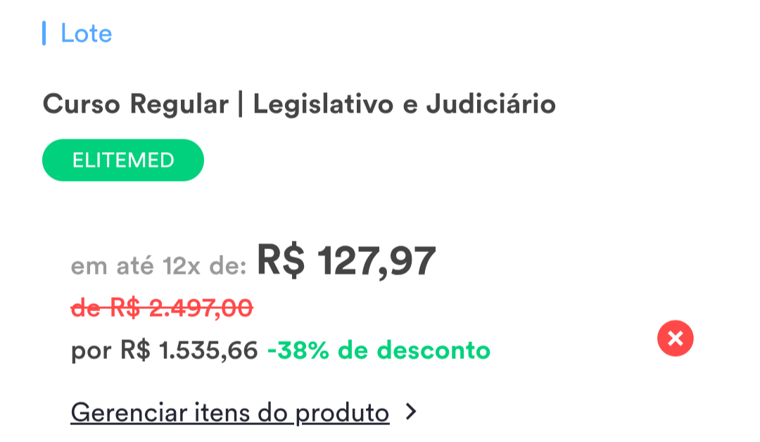 Carrinho do Estratégia MED com cupom ELITEMED aplicado